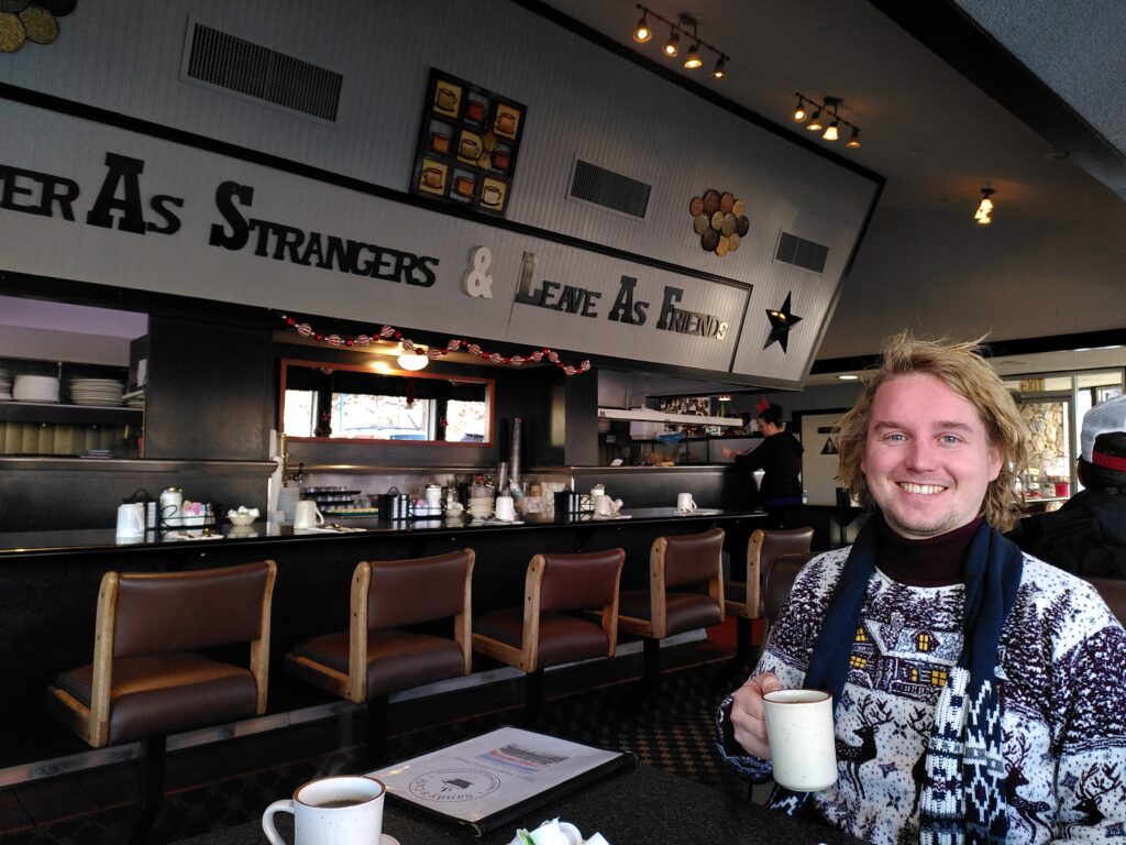 Winding down at Sandy's Cafe